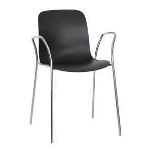 MAGIS set de 4 chaises avec accoudoirs SUBSTANCE STEEL (Noir - Acier Chrome et polypropylene)