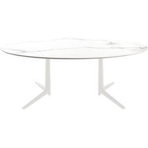 KARTELL table MULTIPLO XL avec plateau oval (Blanc - Aluminium moule et plateau en ceramique finition marbre)