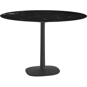 KARTELL table MULTIPLO avec plateau rond Ø 135 cm et grande base carree (Noir - Aluminium moule et plateau en ceramique finition marbre)