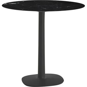 KARTELL table MULTIPLO avec plateau rond Ø 78 cm et petite base carree (Noir - Aluminium moule et plateau en ceramique finition marbre)