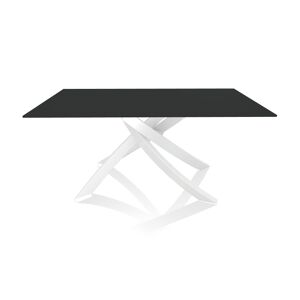 BONTEMPI CASA table avec structure blanche ARTISTICO 20.13 160x90 cm (Anti-rayures anthracite opaque - Plateau en verre et structure en acier [...]