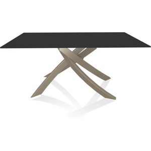 BONTEMPI CASA table avec structure sable ARTISTICO 20.13 160x90 cm (Anti-rayures anthracite opaque - Plateau en verre et structure en acier [...]