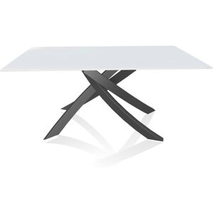 BONTEMPI CASA table avec structure anthracite ARTISTICO 20.13 160x90 cm (Extrawhite brillant - Plateau en verre et structure en acier laque [...]