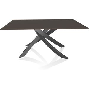 BONTEMPI CASA table avec structure anthracite ARTISTICO 20.13 160x90 cm (Laque anthracite brillant - Plateau en verre et structure en acier [...]