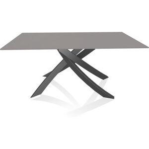 BONTEMPI CASA table avec structure anthracite ARTISTICO 20.13 160x90 cm (Anti-rayures gris clair opaque - Plateau en verre et structure en acier [...]