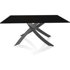 BONTEMPI CASA table avec structure anthracite ARTISTICO 20.13 160x90 cm (Anti-rayures noir opaque - Plateau en verre et structure en acier laque [...]