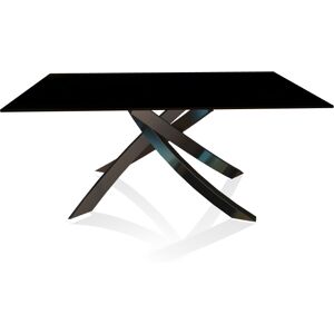 BONTEMPI CASA table avec structure noir poli ARTISTICO 20.13 160x90 cm (Laque noir brillant - Plateau en verre et structure en acier laque noir [...]