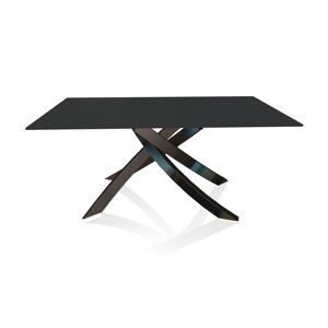 BONTEMPI CASA table avec structure noir poli ARTISTICO 20.13 160x90 cm (Anti-rayures anthracite opaque - Plateau en verre et structure en acier [...]