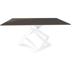 BONTEMPI CASA table avec structure blanche ARTISTICO 20.00 180x106 cm (Laque anthracite brillant - Plateau en verre et structure en acier laque [...]