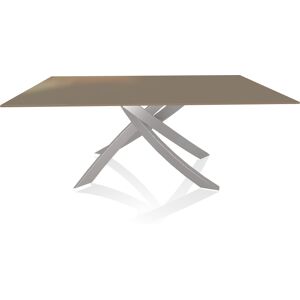 BONTEMPI CASA table avec structure gris clair ARTISTICO 20.00 180x106 cm (Tourterelle brillant - Plateau en verre et structure en acier laque [...]