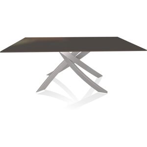 BONTEMPI CASA table avec structure gris clair ARTISTICO 20.00 180x106 cm (Laque anthracite brillant - Plateau en verre et structure en acier [...]