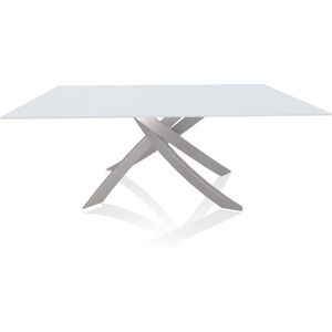 BONTEMPI CASA table avec structure gris clair ARTISTICO 20.00 180x106 cm (Anti-rayures blanc opaque - Plateau en verre et structure en acier [...]