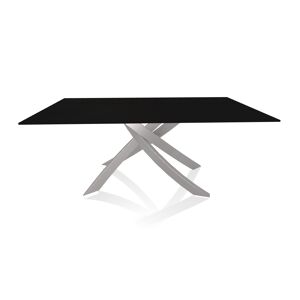 BONTEMPI CASA table avec structure gris clair ARTISTICO 20.00 180x106 cm (Anti-rayures noir opaque - Plateau en verre et structure en acier [...]