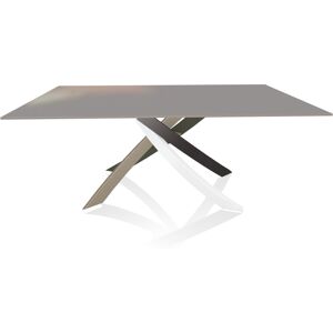 BONTEMPI CASA table avec structure multicolor elegant ARTISTICO 20.00 180x106 cm (Laque gris clair brillant - Plateau en verre et structure en [...]