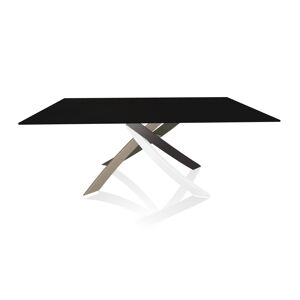 BONTEMPI CASA table avec structure multicolor elegant ARTISTICO 20.00 180x106 cm (Anti-rayures noir opaque - Plateau en verre et structure en [...]