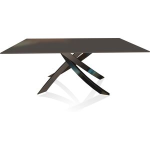 BONTEMPI CASA table avec structure noir poli ARTISTICO 20.00 180x106 cm (Laque anthracite brillant - Plateau en verre et structure en acier [...]