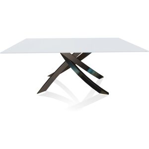 BONTEMPI CASA table avec structure noir poli ARTISTICO 20.00 180x106 cm (Anti-rayures blanc opaque - Plateau en verre et structure en acier [...]