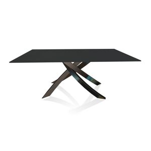 BONTEMPI CASA table avec structure noir poli ARTISTICO 20.00 180x106 cm (Anti-rayures anthracite opaque - Plateau en verre et structure en acier [...]