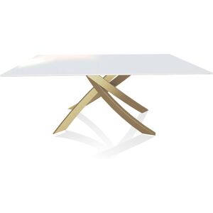 BONTEMPI CASA table avec structure or ARTISTICO 20.00 180x106 cm (Extrawhite brillant - Plateau en verre et structure en acier laque or)