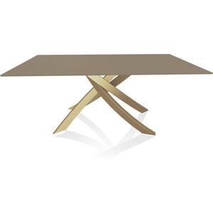 BONTEMPI CASA table avec structure or ARTISTICO 20.00 180x106 cm (Anti-rayures tourterelle opaque - Plateau en verre et structure en acier laque [...]