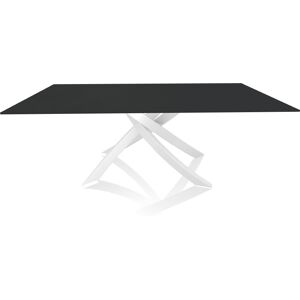 BONTEMPI CASA table avec structure blanche ARTISTICO 20.01 200x106 cm (Anti-rayures anthracite opaque - Plateau en verre et structure en acier [...]