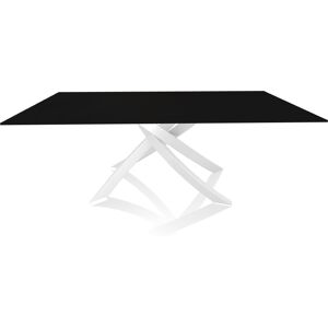 BONTEMPI CASA table avec structure blanche ARTISTICO 20.01 200x106 cm (Anti-rayures noir opaque - Plateau en verre et structure en acier laque [...]