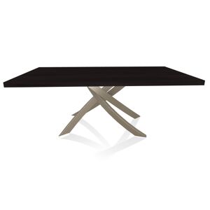 BONTEMPI CASA table avec structure sable ARTISTICO 20.01 200x106 cm (Chene Charbon - Plateau en bois plaque et structure en acier laque sable)