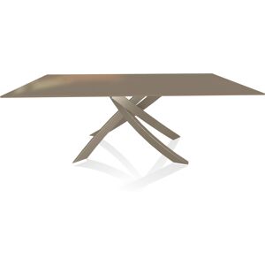 BONTEMPI CASA table avec structure sable ARTISTICO 20.01 200x106 cm (Tourterelle brillant - Plateau en verre et structure en acier laque sable)