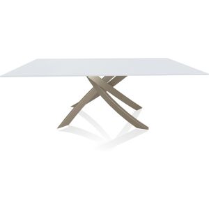 BONTEMPI CASA table avec structure sable ARTISTICO 20.01 200x106 cm (Anti-rayures blanc opaque - Plateau en verre et structure en acier laque [...]