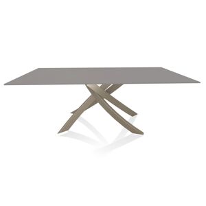 BONTEMPI CASA table avec structure sable ARTISTICO 20.01 200x106 cm (Anti-rayures gris clair opaque - Plateau en verre et structure en acier [...]