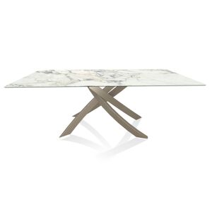 BONTEMPI CASA table avec structure sable ARTISTICO 20.01 200x106 cm (Arabescato brillant - Plateau en SuperMarbre et structure en acier laque [...]
