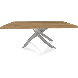 BONTEMPI CASA table avec structure gris clair ARTISTICO 20.01 200x106 cm (Chene naturel - Plateau en bois plaque avec bords massif irregulier et [...]