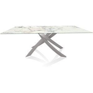 BONTEMPI CASA table avec structure gris clair ARTISTICO 20.01 200x106 cm (Arabescato brillant - Plateau en SuperMarbre et structure en acier [...]