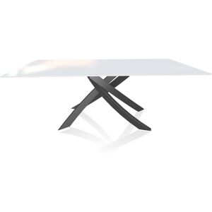 BONTEMPI CASA table avec structure anthracite ARTISTICO 20.01 200x106 cm (Extrawhite brillant - Plateau en verre et structure en acier laque [...]