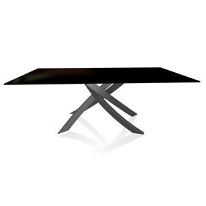 BONTEMPI CASA table avec structure anthracite ARTISTICO 20.01 200x106 cm (Laque noir brillant - Plateau en verre et structure en acier laque [...]