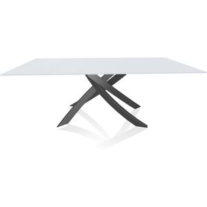 BONTEMPI CASA table avec structure anthracite ARTISTICO 20.01 200x106 cm (Anti-rayures blanc opaque - Plateau en verre et structure en acier [...]