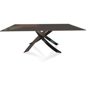 BONTEMPI CASA table avec structure noir poli ARTISTICO 20.01 200x106 cm (Laque anthracite brillant - Plateau en verre et structure en acier [...]