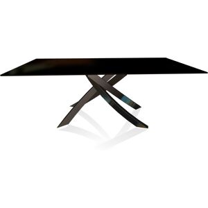 BONTEMPI CASA table avec structure noir poli ARTISTICO 20.01 200x106 cm (Laque noir brillant - Plateau en verre et structure en acier laque noir [...]