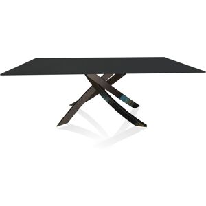 BONTEMPI CASA table avec structure noir poli ARTISTICO 20.01 200x106 cm (Anti-rayures anthracite opaque - Plateau en verre et structure en acier [...]