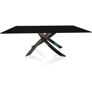 BONTEMPI CASA table avec structure noir poli ARTISTICO 20.01 200x106 cm (Anti-rayures noir opaque - Plateau en verre et structure en acier laque [...]