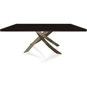 BONTEMPI CASA table avec structure laiton vielli ARTISTICO 20.01 200x106 cm (Chene Charbon - Plateau en bois plaque et structure en acier laque [...]