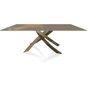 BONTEMPI CASA table avec structure laiton vielli ARTISTICO 20.01 200x106 cm (Tourterelle brillant - Plateau en verre et structure en acier laque [...]