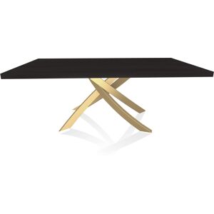 BONTEMPI CASA table avec structure or ARTISTICO 20.01 200x106 cm (Chene Charbon - Plateau en bois plaque et structure en acier laque or)