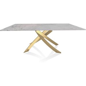 BONTEMPI CASA table avec structure or ARTISTICO 20.01 200x106 cm (Blanc Dolomite - Plateau en marbre naturel et structure en acier laque or)