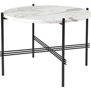 GUBI table basse ronde structure noire TS Ø 55 x 41 cm (Blanc Carrara - Marbre et metal)