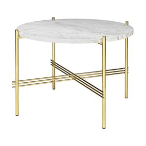 GUBI table basse ronde structure laiton TS Ø 55 x 41 cm (Blanc Carrara - Marbre et metal)
