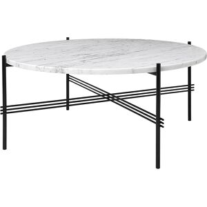 GUBI table basse ronde structure noire TS Ø 80 x 35 cm (Blanc Carrara - Marbre et metal)