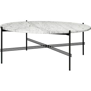 GUBI table basse ronde structure noire TS Ø 105 x 40 cm (Blanc Carrara - Marbre et metal)