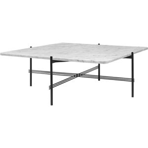 GUBI table basse structure noire TS 105 x 105 x H 40 cm (Blanc Carrara - Marbre et metal)