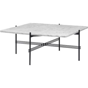 GUBI table basse structure noire TS 80 x 80 x H 40 cm (Blanc Carrara - Marbre et metal)